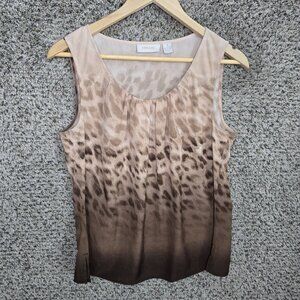 Chicos Top Womens 1 US Medium Brown Ombre Animal Print Sleeveless‎ Ladies